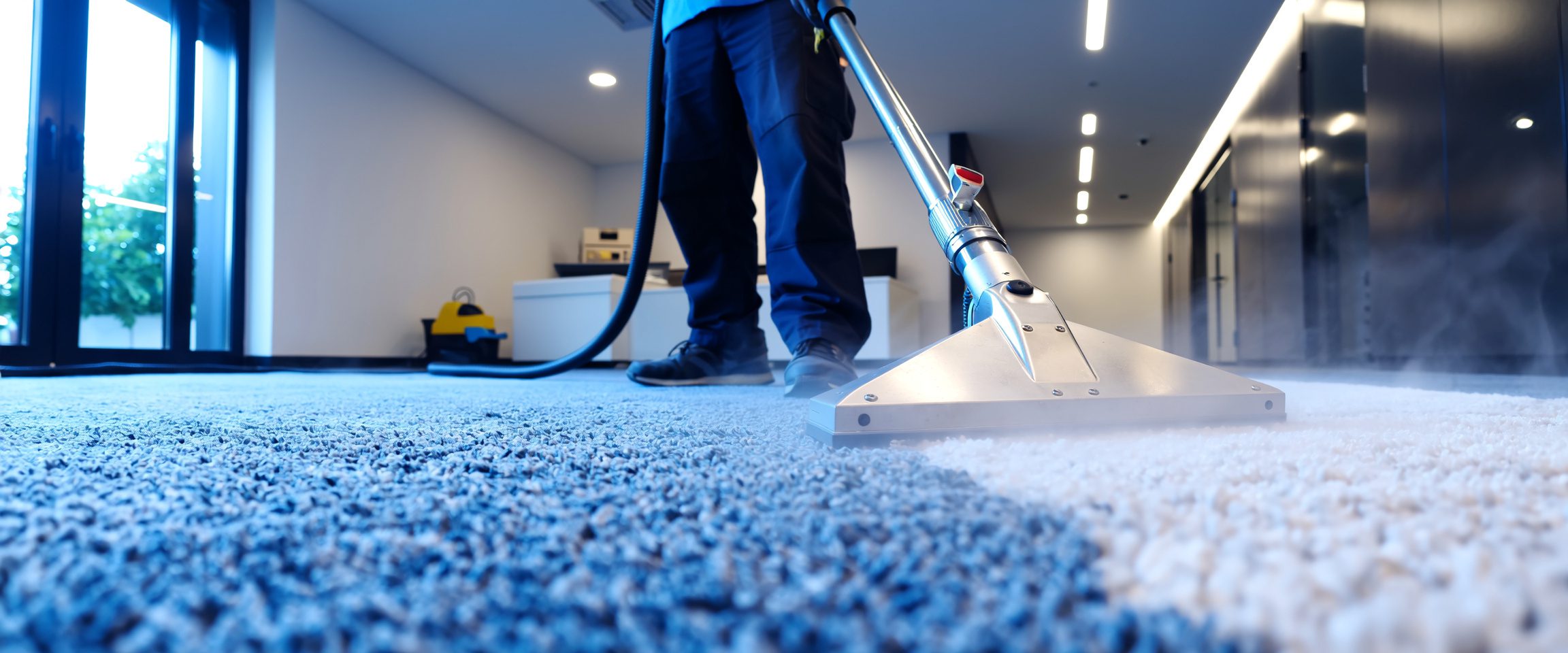 Professional carpet steam cleaning in a Canberra commercial office