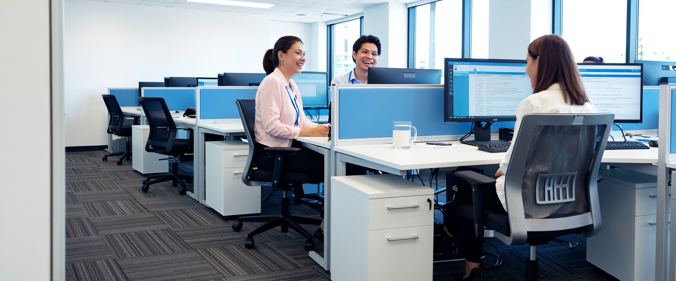Office staff in a commercial space, illustrating Cleanzone commercial cleaning services in Canberra