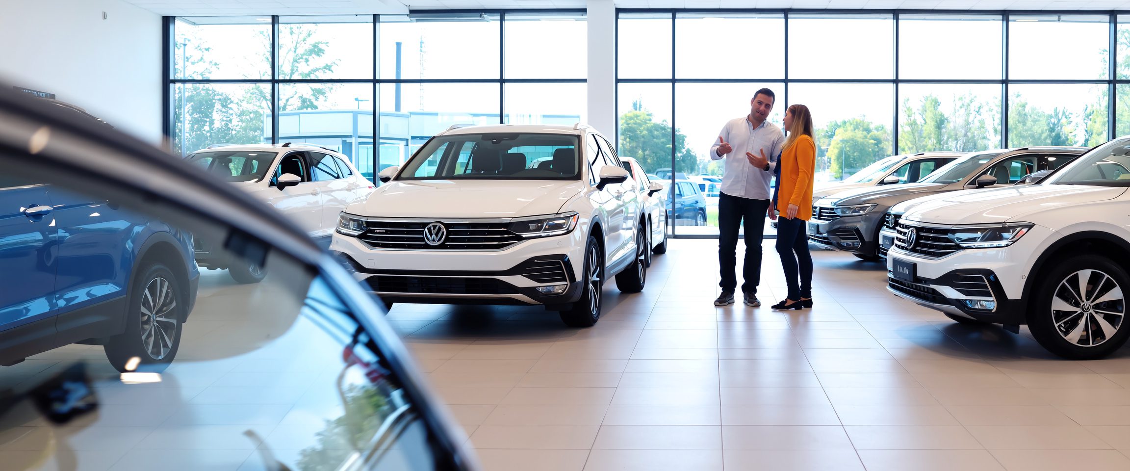 Customers visiting a showroom, demonstrating commercial cleaning for clean and well-maintained retail spaces