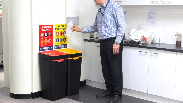 Commercial cleaners handling recycling and waste removal in Canberra offices