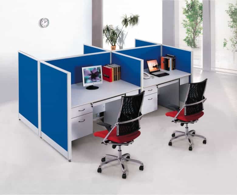 Commercial cleaners cleaning fabric partitions between workstations in Canberra